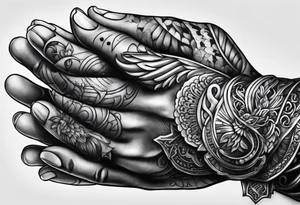 praying hands pieces of silver tattoo idea