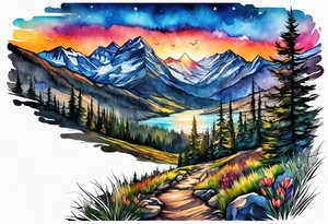 Rocky Mountain valley sunrise tattoo idea