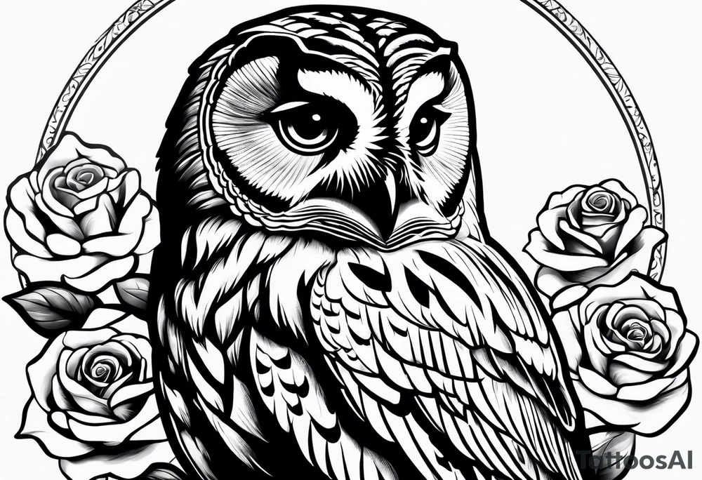 Barred owl and a rose tattoo idea