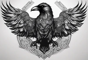 Symbol for Odin down the spine with a raven on the upper back. Not too large of a tattoo. Subtle yet beautiful. Large enough to go from lower back to neck. tattoo idea