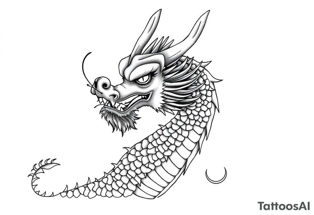 Beautiful asian dragon with a soft face tattoo idea