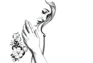 Woman praying with rosary tattoo tattoo idea