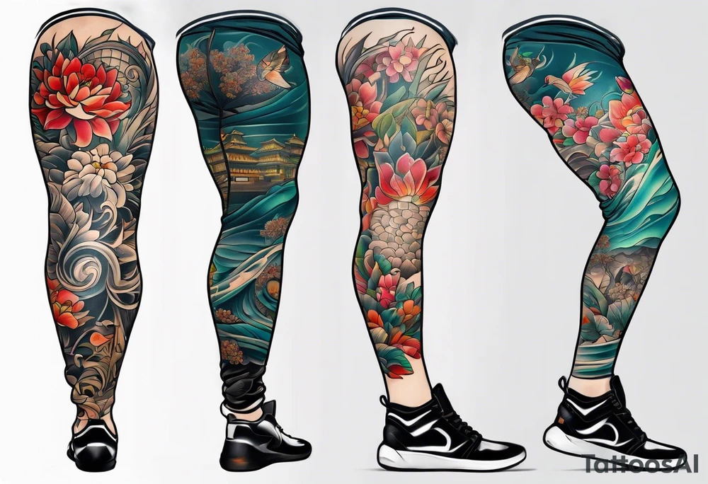 leg tattoo, full leg tattoo idea