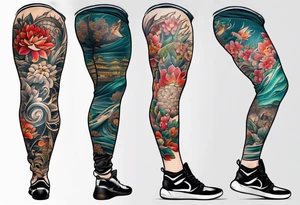leg tattoo, full leg tattoo idea