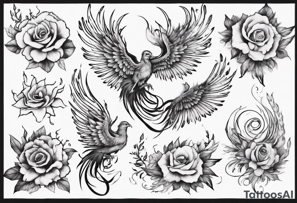 Phoenix floral dream tattoo idea