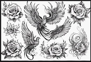 Phoenix floral dream tattoo idea