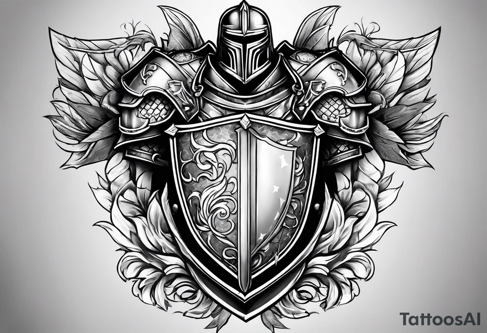 knight heavy armor and shield tattoo idea