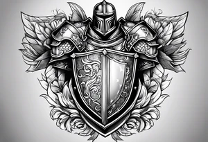 knight heavy armor and shield tattoo idea