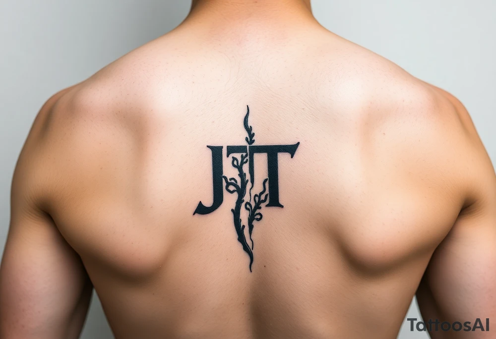 Matching/ connecting tattoos:
Use them as part of the overall shape or structure of the design, like incorporating the letter "J" into a vine or "T" into a stone crack. tattoo idea
