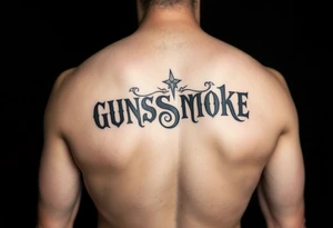 tat that says gunsmokesolo tattoo idea
