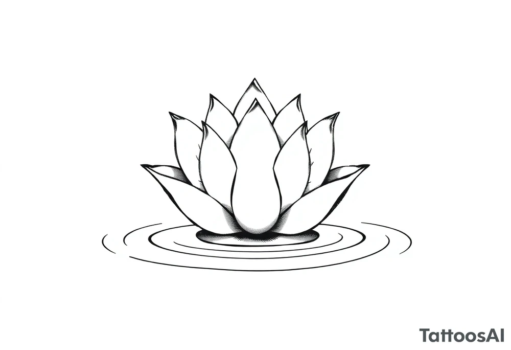 serene lotus flower emerging from sacred waters with ripples tattoo idea