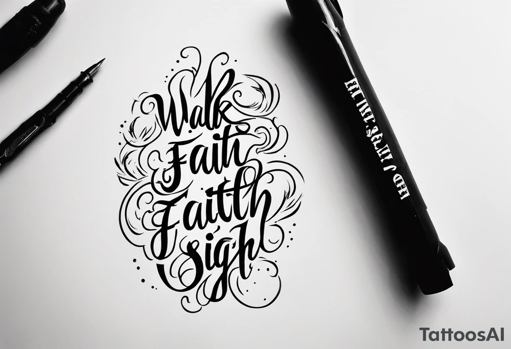 Horizontal inner bicep tattoo. “walk by faith, not by sight” tattoo idea
