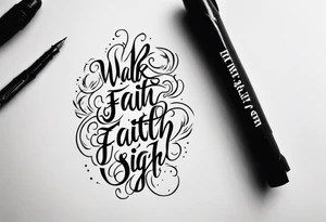 Horizontal inner bicep tattoo. “walk by faith, not by sight” tattoo idea