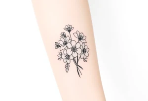 Bouquet of birth months flowers tattoo idea
