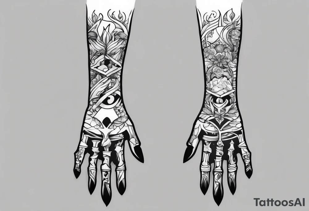 broken bone skeletal arm tattoo idea