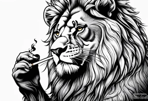 lion smoking cigarette tattoo idea
