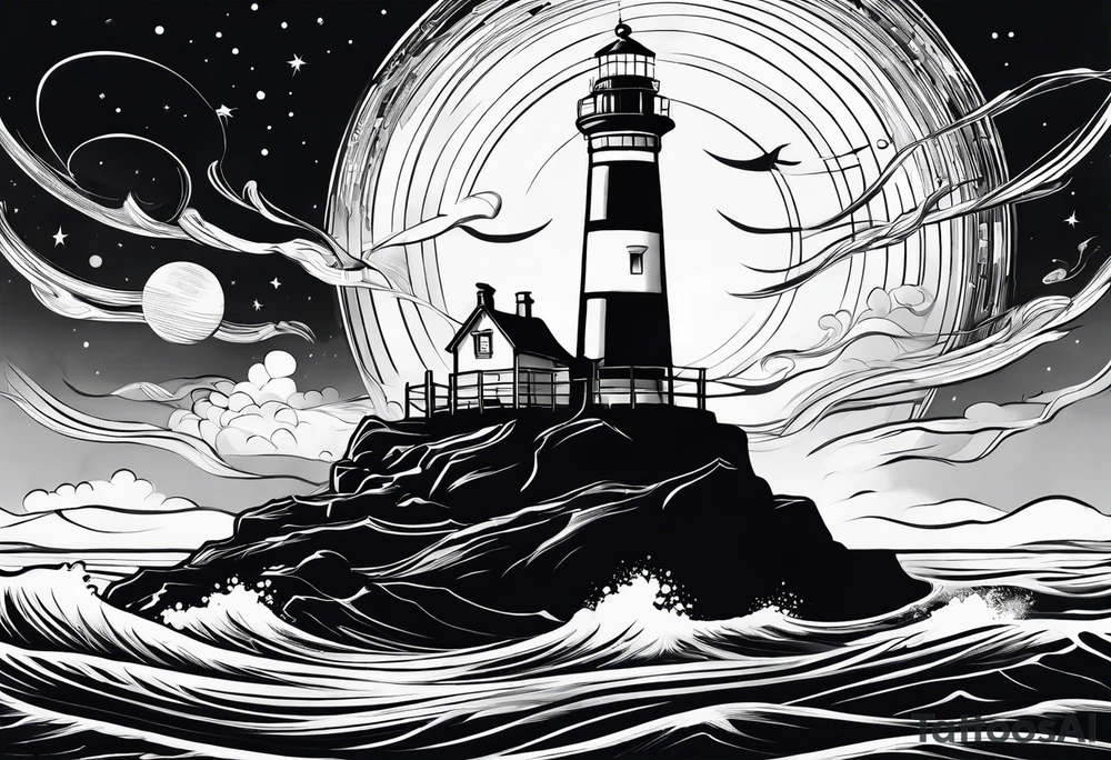 metch, saturn, lighthouse tattoo idea