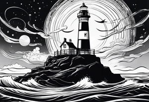 metch, saturn, lighthouse tattoo idea