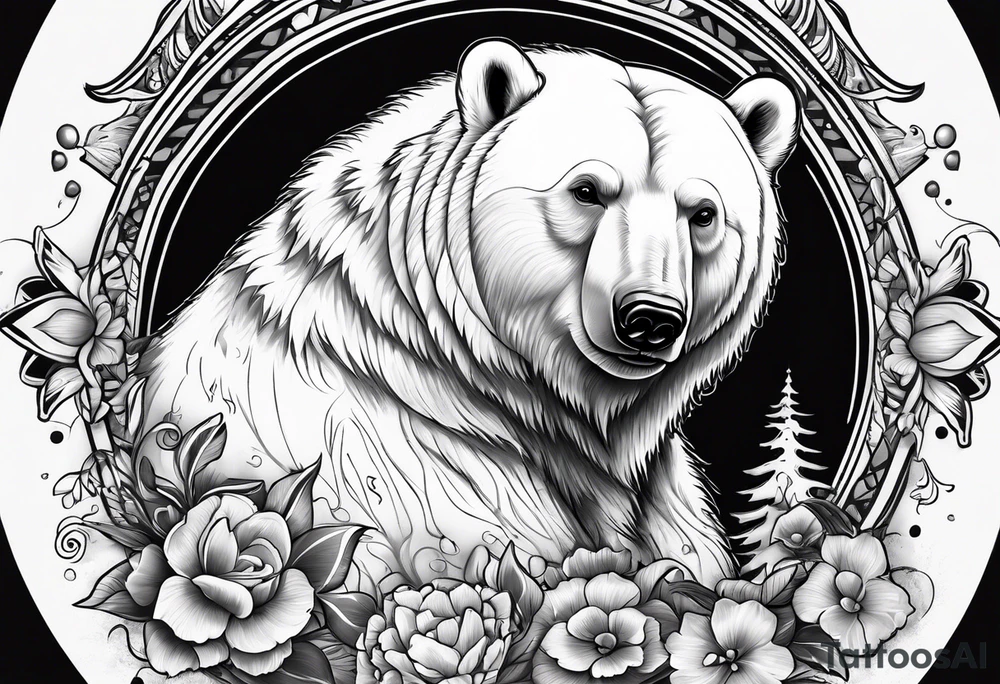 polar bear working in a bank tattoo idea