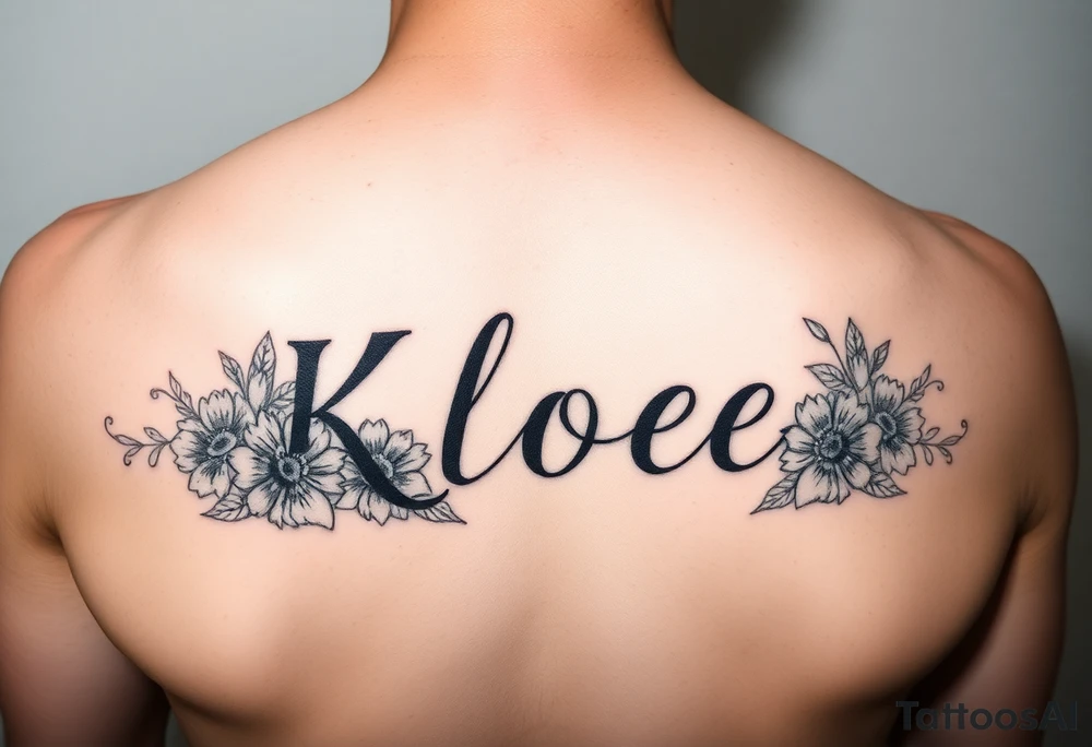 The name Kloee with flowers around it or in it tattoo idea