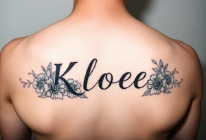 The name Kloee with flowers around it or in it tattoo idea