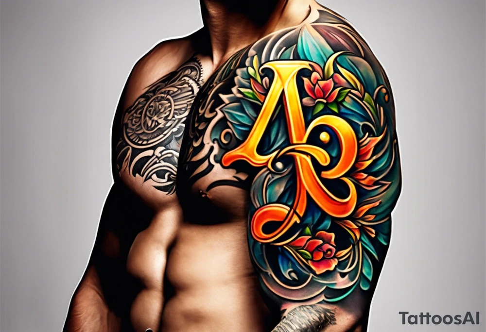 the letters A and R tattoo idea