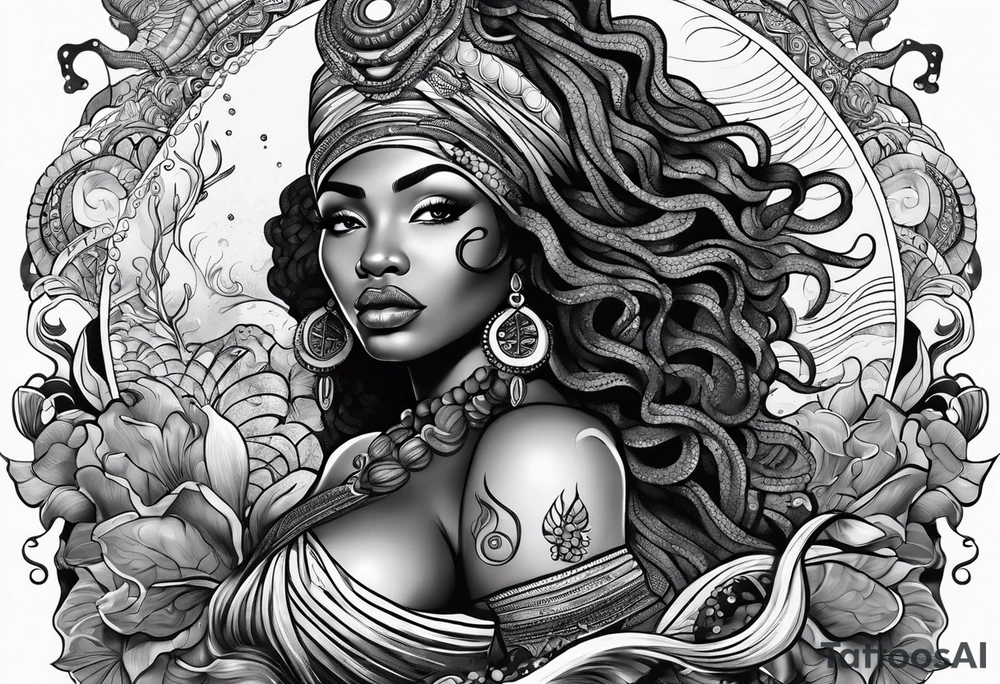 Mami wata african underwater tattoo idea