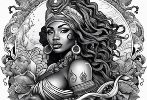 Mami wata african underwater tattoo idea