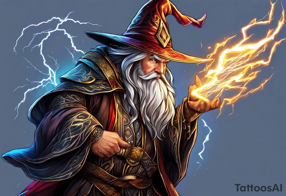 wizard with lightning tattoo idea