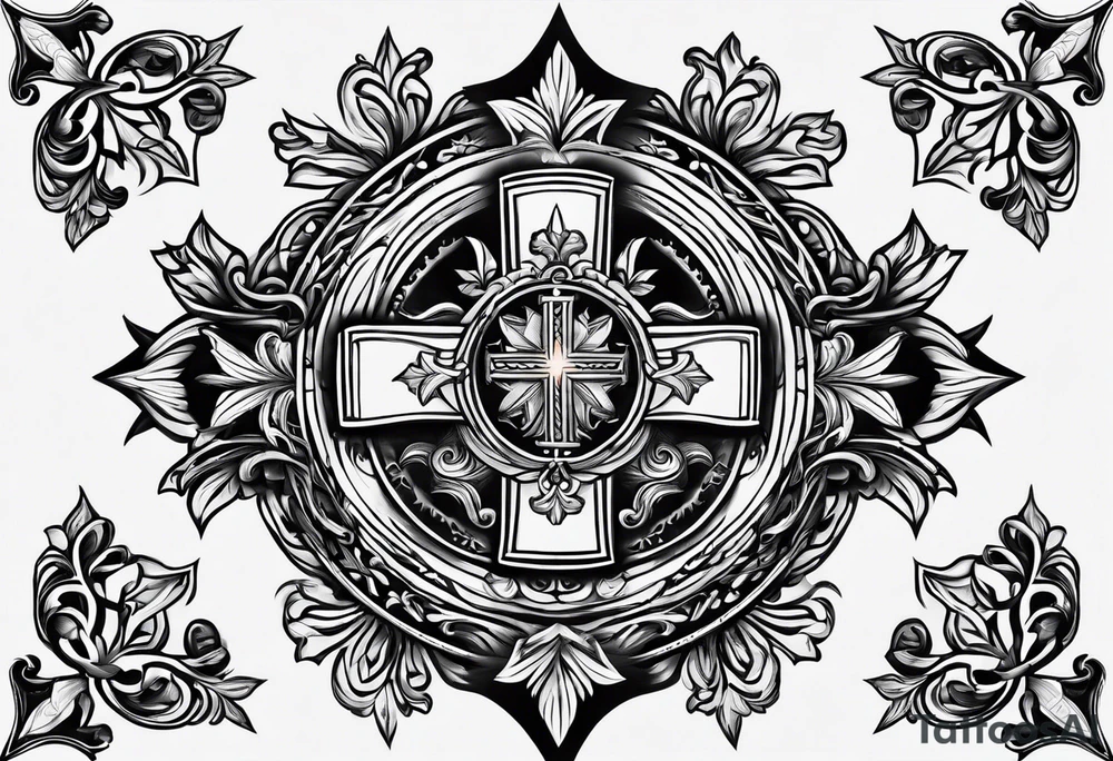 Maltese cross with Jesus in the middle tattoo idea