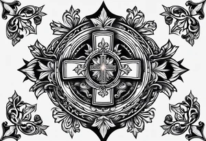 Maltese cross with Jesus in the middle tattoo idea