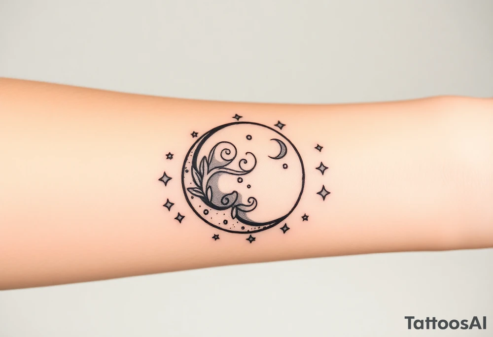 Moon and stars tattoo idea