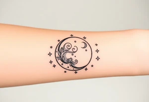 Moon and stars tattoo idea