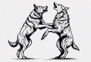 two wolves dancing on their hind legs tattoo idea