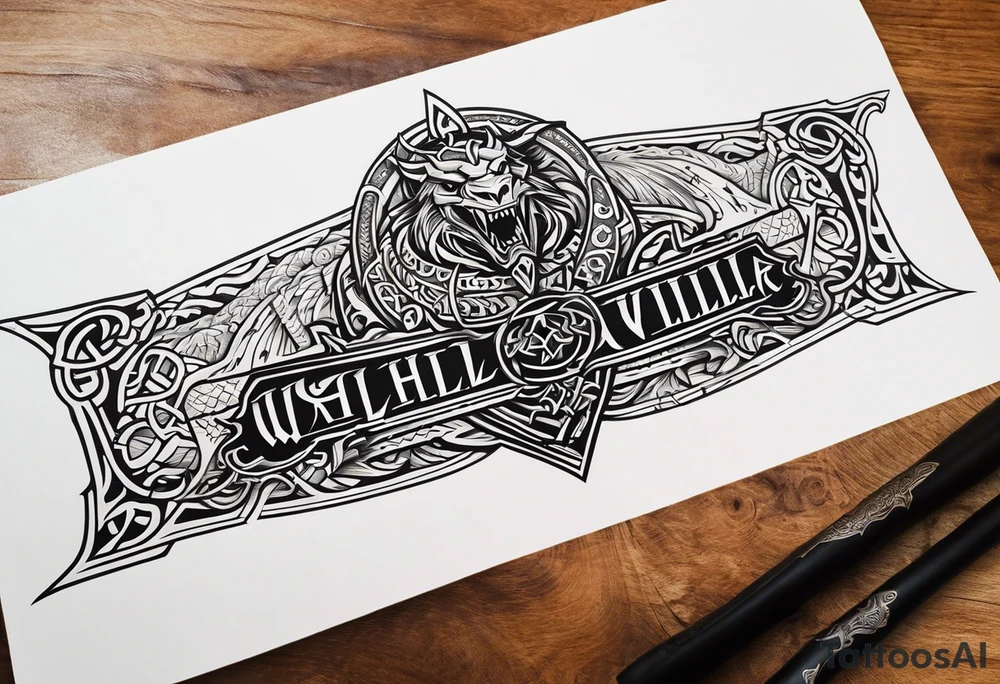 Viking sword Valhalla dragon tattoo idea