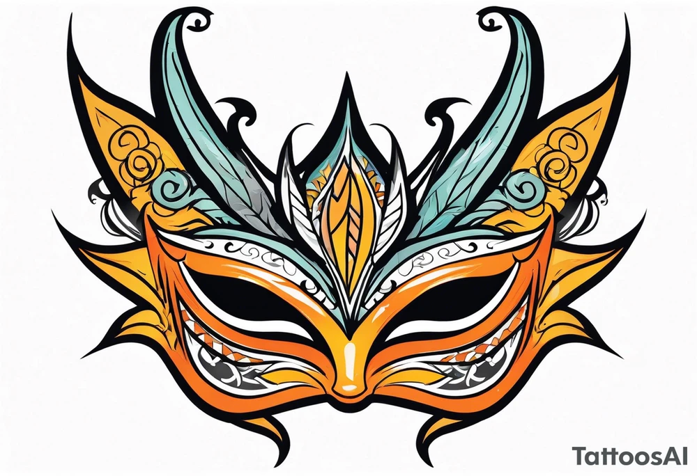 Laughing Male masquerade mask with orange and black thorns tattoo idea