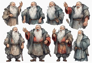 full portrait a large medieval man with a grey beard laughing tattoo idea