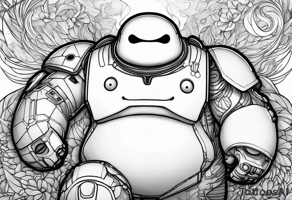 baymax beside groot tattoo idea