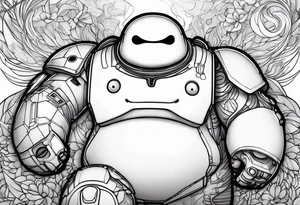 baymax beside groot tattoo idea
