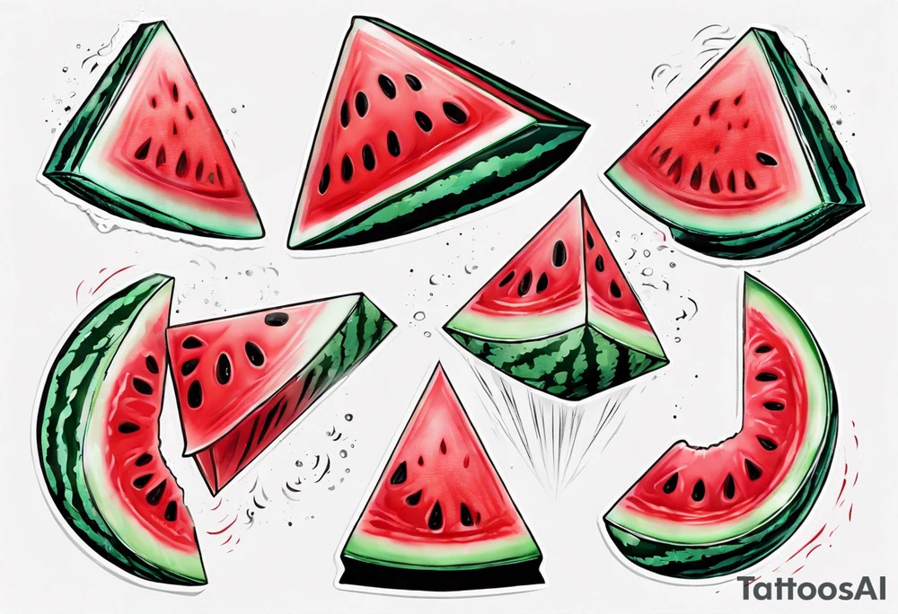 Red triangle watermelon tattoo idea