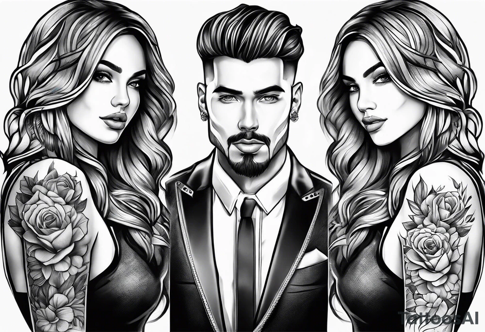 sibling tattoo 1 male 2 female tattoo idea