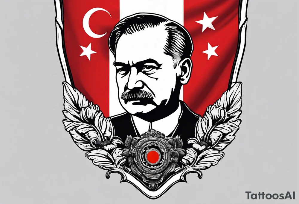 Türkiye flag with atatürk sign tattoo idea