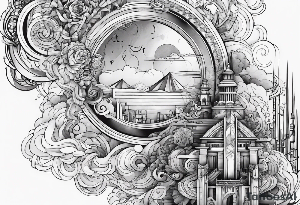 Geometric clouds tattoo idea