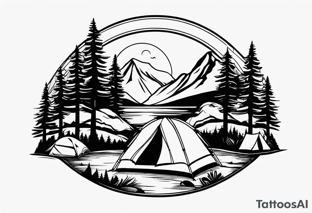 Horseshoe and camping tattoo idea