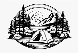 Horseshoe and camping tattoo idea