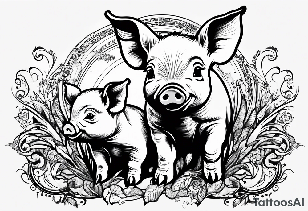 cute piglet.
with text: "friends not food" tattoo idea