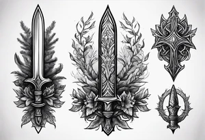 tree-like dagger tattoo idea