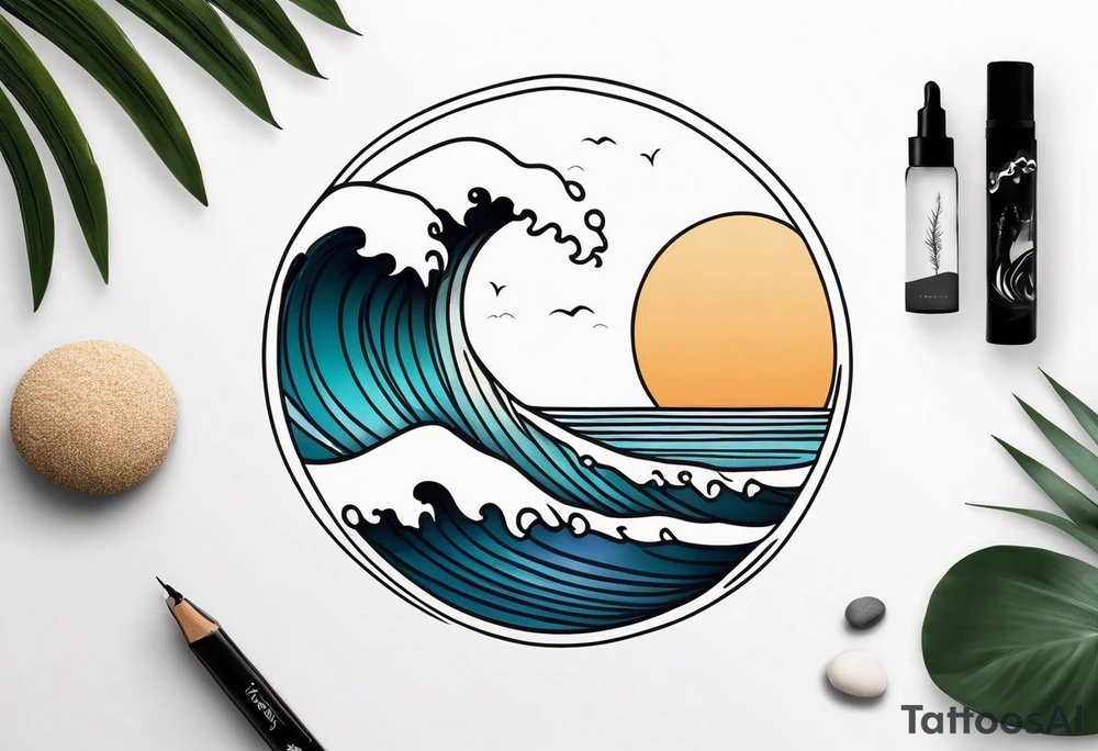 Waves and beach tattoo idea