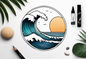 Waves and beach tattoo idea