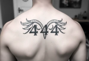444 in an Aries style tattoo idea